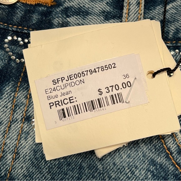 NWT Sandro Cupidon Crystal Heart Embellished Wide-Leg Jeans - Picture 15 of 15